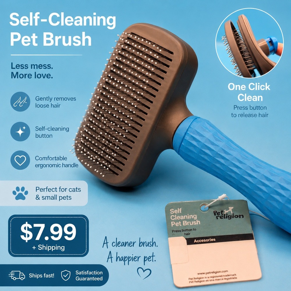 True Religion Self Cleaning Pet Brush‎ Blue New With Tags #0354